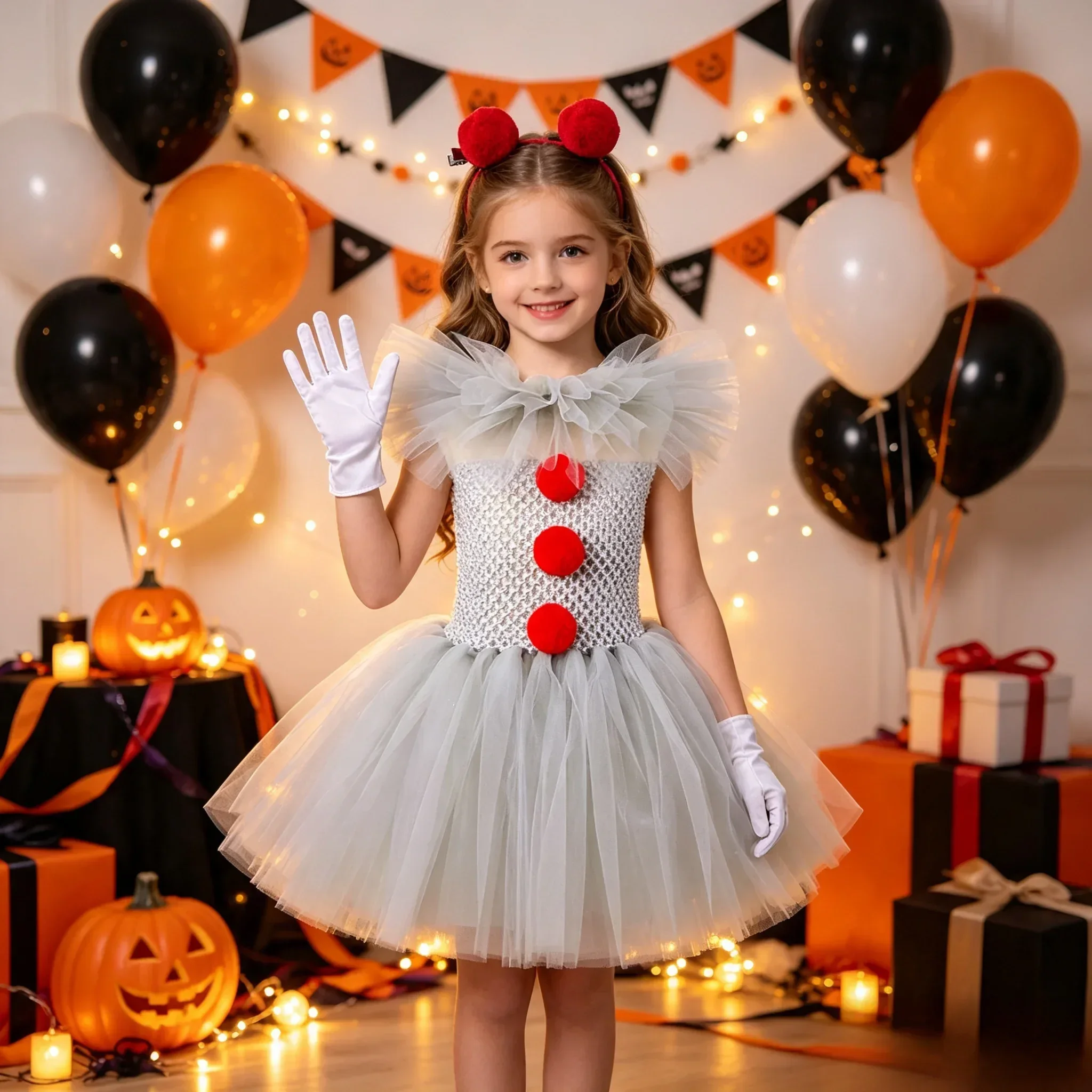 Gruseliges Graues Joker-Clown-Kostüm für Kinder Schreckliches Cosplay-Kleidungsset 2026 Halloween-Karneval-Party-Outfit für Jungen und Mädchen – Detail 10