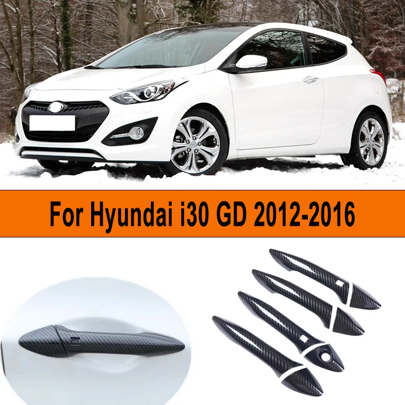 

Glossy Black Carbon Fiber Chrome Car Door Handle Cover Decor Trim Sticker Styling Accessories For Hyundai i30 GD 2012-2016 2015