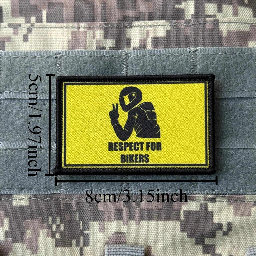 RESPECT FOR BIKERS Morale Tactical Patch Military Printed Hook & Loop Patches for Clothing Army Backpack Sticker Custom Applique