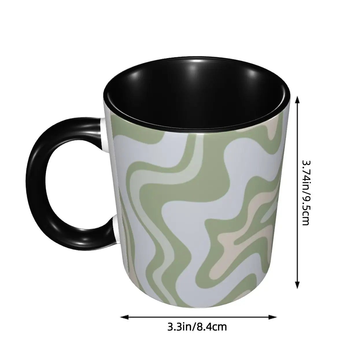Customized Sage Liquid Swirl Abstract Pattern Coffee Mug DIY Ceramic Milk Tea Cups