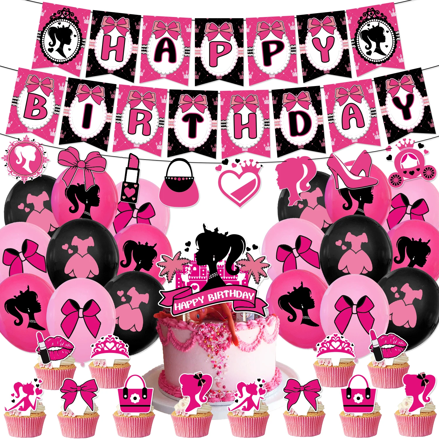 Neue Prinzessin Barbiee Party Dekoration Einweg Geschirr Tasse Teller Serviette Tischdecke Banner Ballon für Mädchen Geburtstag Geschenke