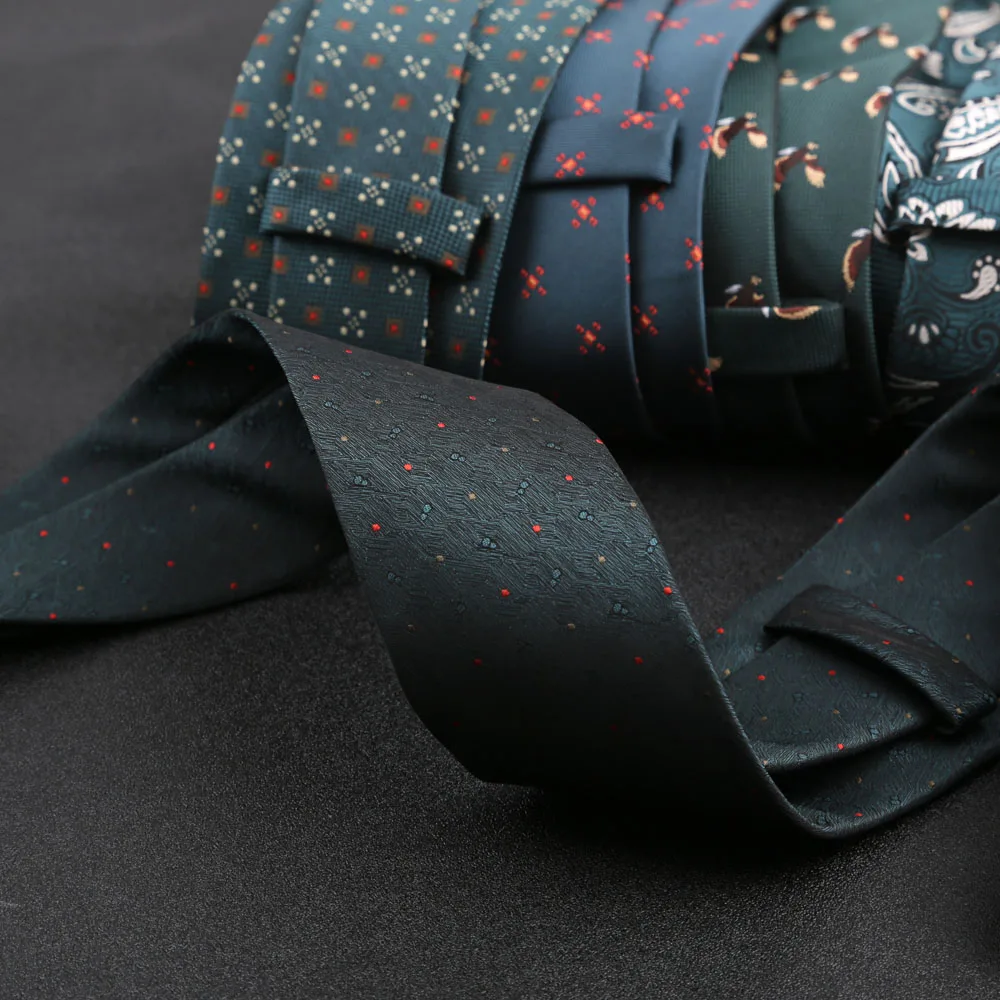 Green Color Tie 8cm Stripe Dot Paisley Necktie High Quality For Men Business Meeting Suit Dress Gravatas Accessories Gift view 5