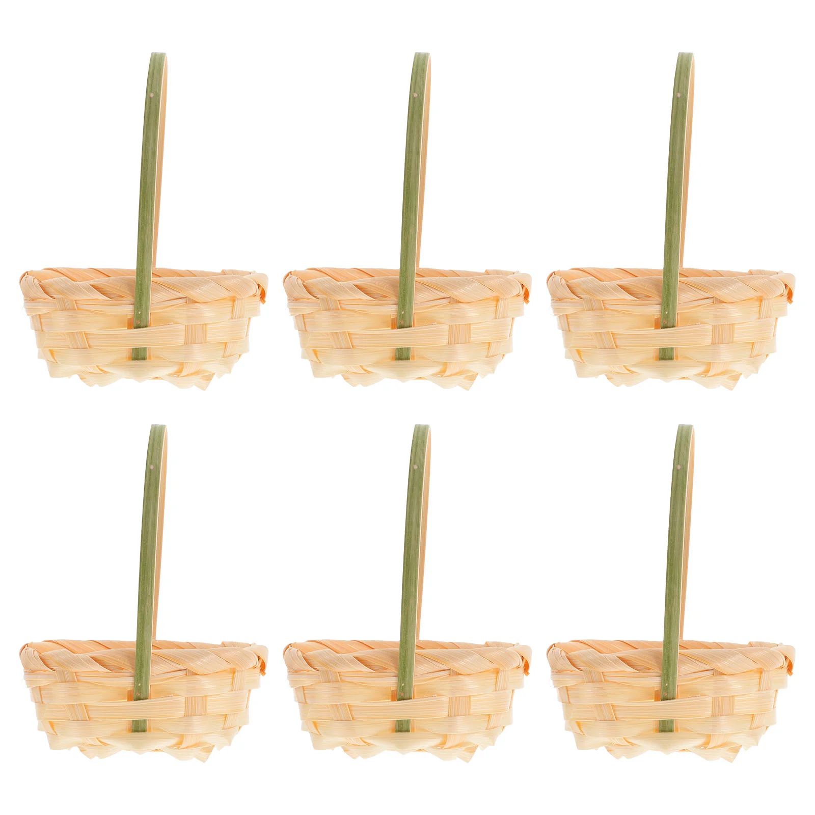 

6 Pcs Mini Bamboo Hand Basket Storage Baskets Fruit Light Brown Miniature Food Bread