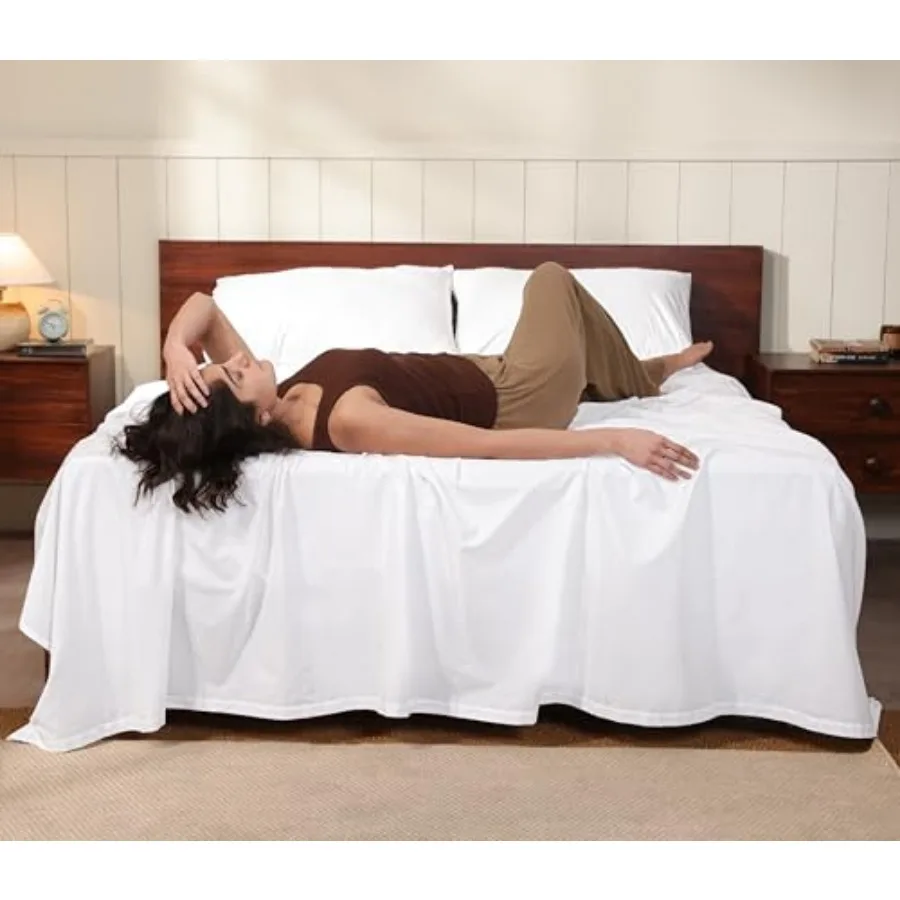 

100% Cotton Percale Sheets Crisp Cooling Summer Bed Sheets for Hot Sleepers, Deep Pocket 14", Soft Peach Finish, Breathable and