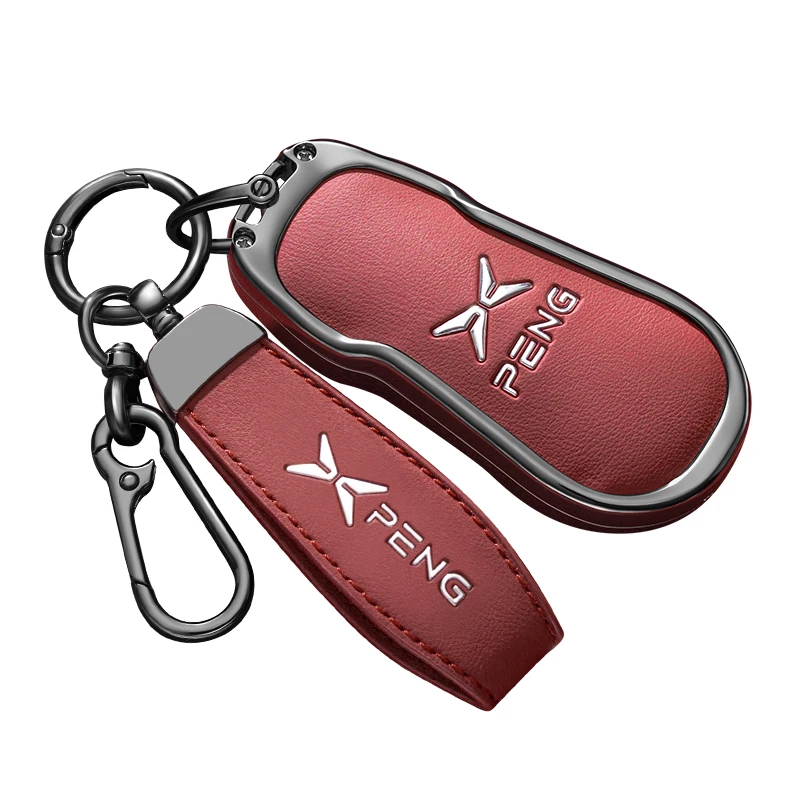 

Car Zinc Alloy Leather Key Case Cover Holder Chain For Xpeng Xiaopeng G6 G9 P7 P7I G3 G3I P5 Interior Key Protective Accessories