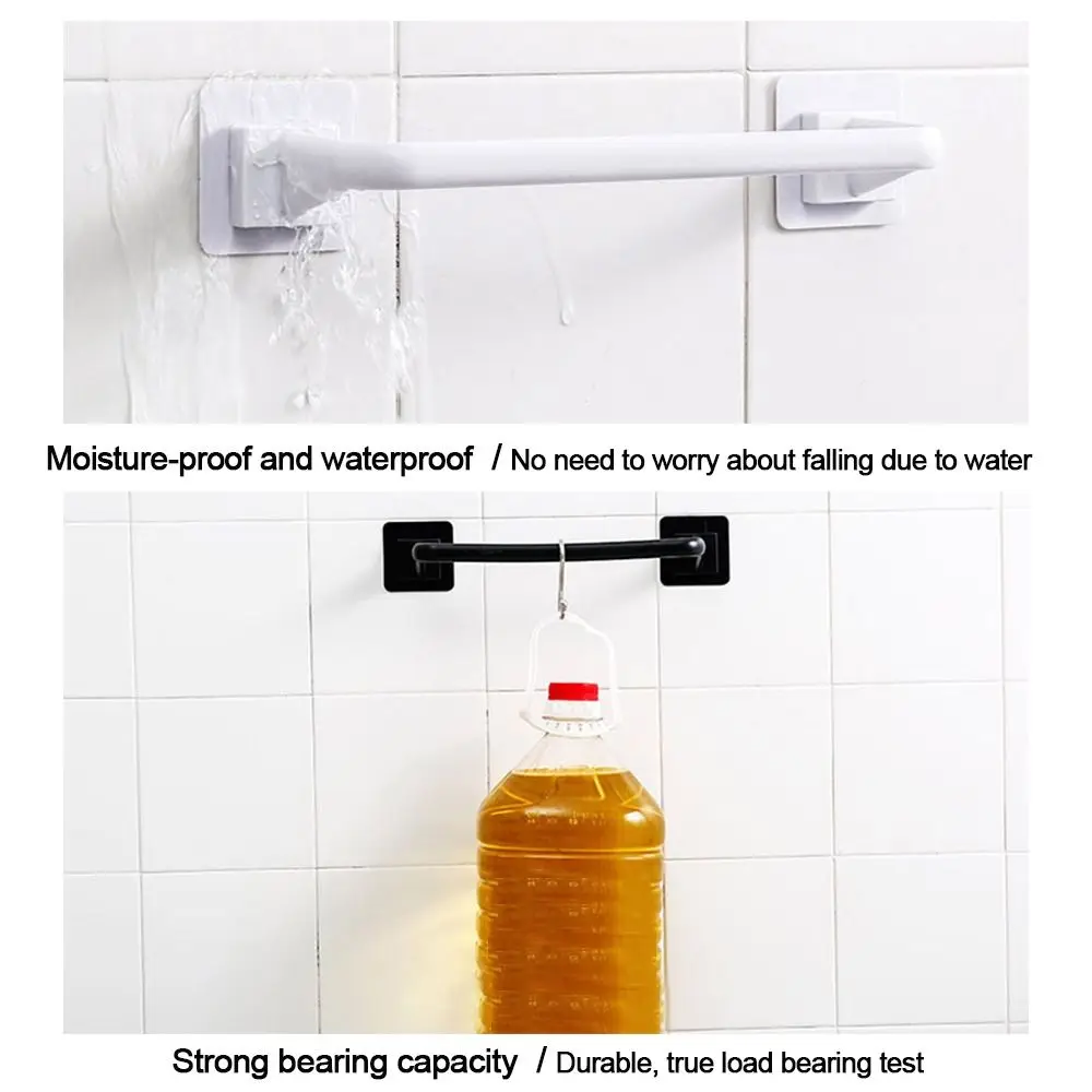 Kitchen Bathroom Wall Bath Towel Holder Rail Rack Self Adhesive Towel Rod Bar Portable Useful Household Gadget
