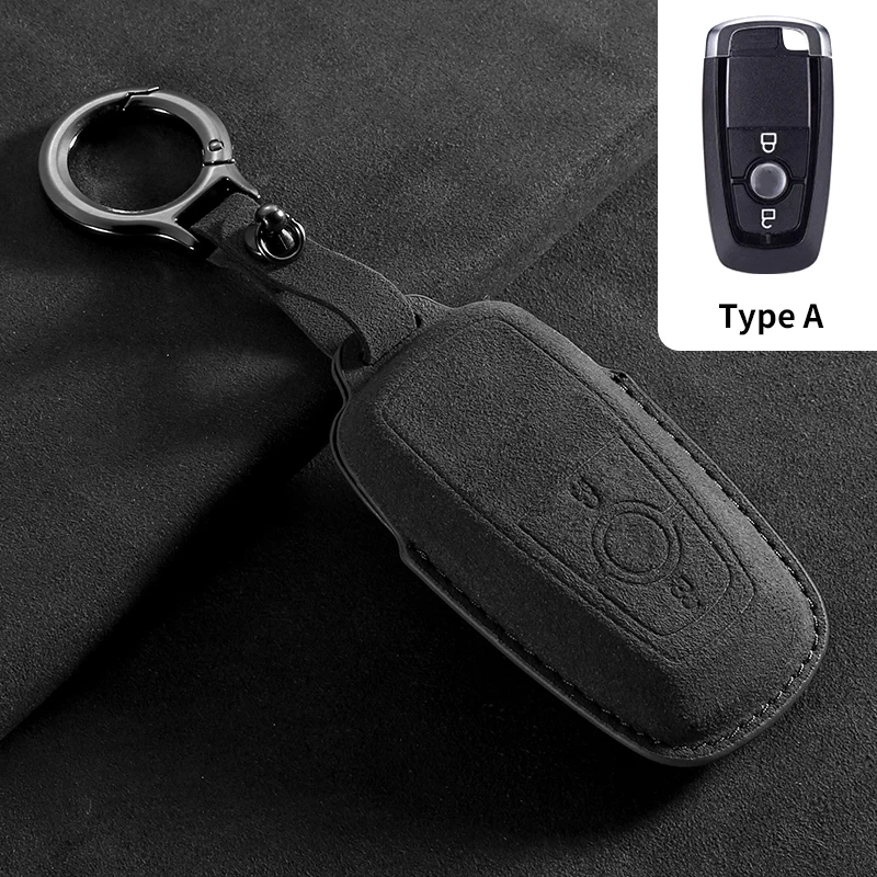 Suede Car Key Cover Case for Ford Maverick Focus Edge Explorer Everest Fusion Mondeo Raptor Bronco Ranger KA Fiesta Kuga