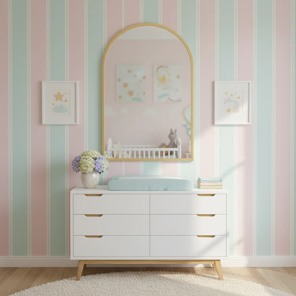 مرآة حمام ذهبية مقوسة مقاس 26 × 38 بوصة، ديكور حائط عصري أنيق، مثالي للمساكن أو الشقق أو المنازل #3