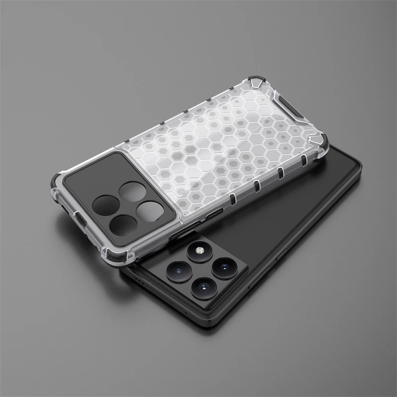 Honeycomb Shockproof For Xiaomi POCO X6 Pro Case Armor Capa POCO X6 Pro Cover Translucent Protector Xiaomi POCO X6 Pro Case