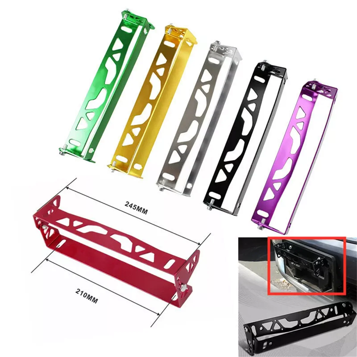 Hamanding Universal Black JDM Tilt Adjustable License Plate Relocation Adapter Bracket