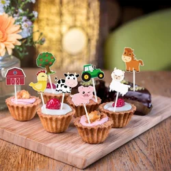 Farm Animal Cake Topper Cartoon Farm Cake Decor Party Supplies for Kids Birthday Baby Shower Barnyard Cupcake Topper Decorations