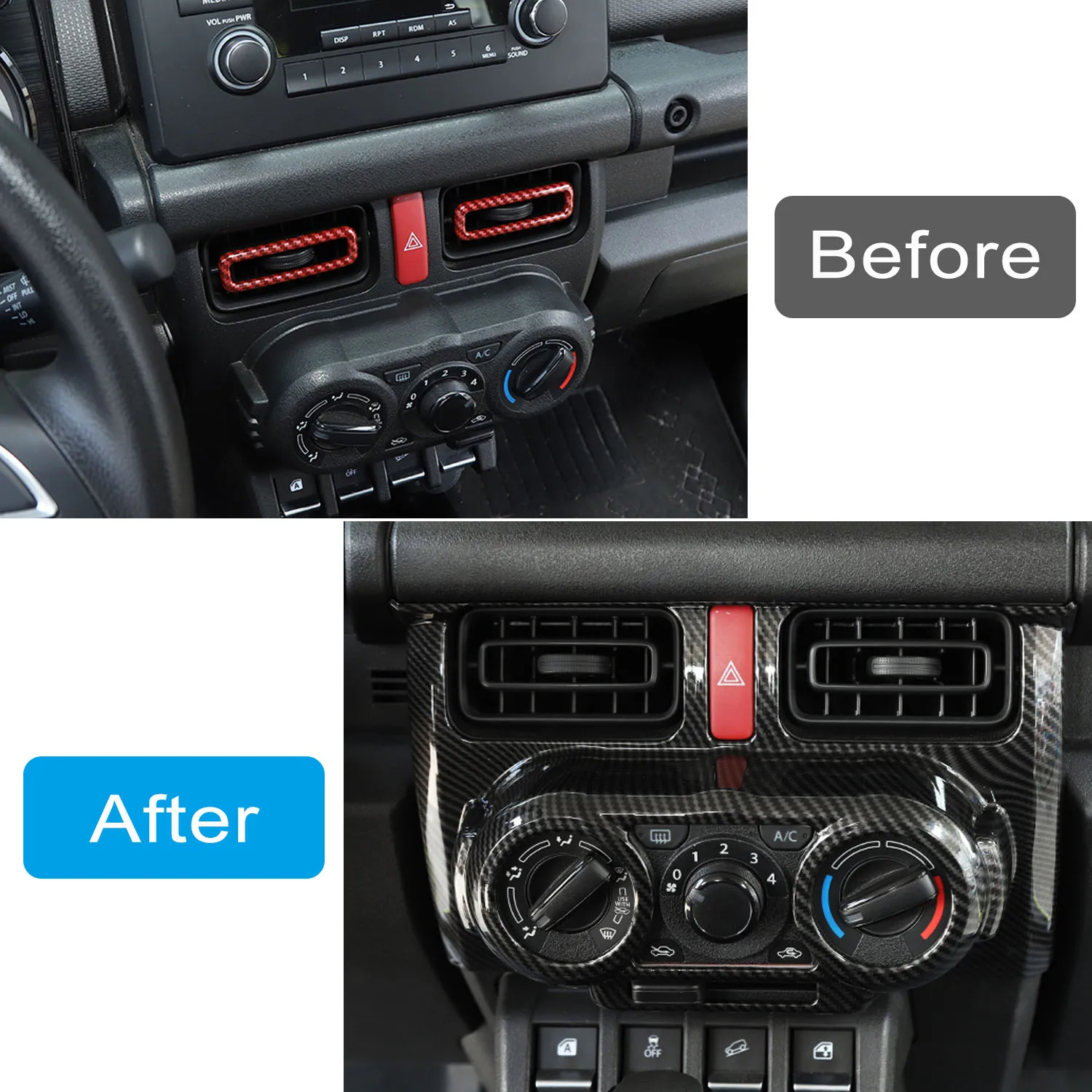 Manual Car Air Conditioning Central Control Panel Decoration for Suzuki Jimny JB64 JB74 2019-2023 Interior Mouldings Accessories