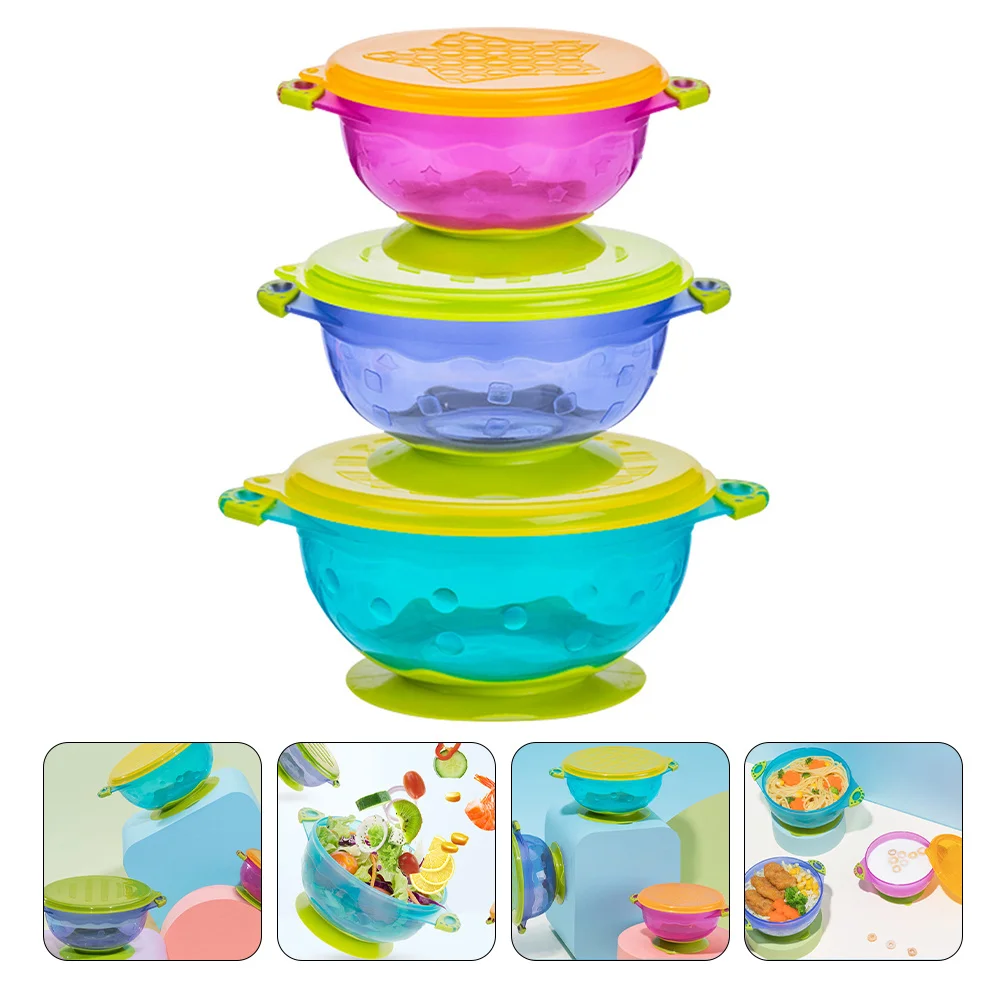 

3Pcs Kids Suction Bowl Set Heavy Duty Baby Feeding Bowl Spill Proof Stay Put Design Ideal for Learning Feeding