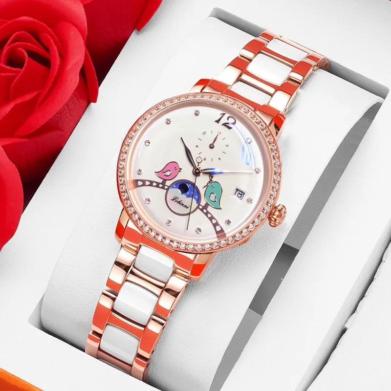 

LOBINNI Fashion Women Watch Moon phase Automatic Mechanical Watch Stainless Steel Strap Sapphire Glass Female Watches