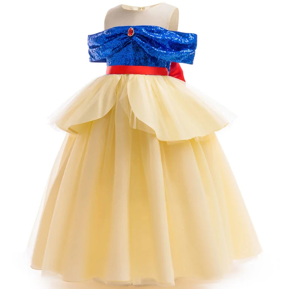 Schnee wittchen Ballkleid Mädchen Prinzessin Cosplay Kleid Kinder Halloween Geburtstags feier schulter frei Kostüm Bühne Performance-Kleidung