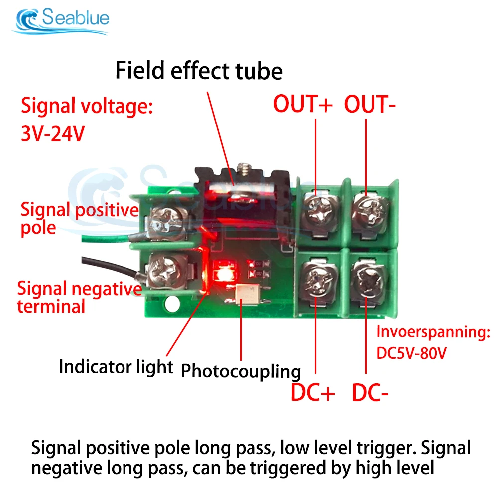 DC 5V-80V 18A Electronic Switch Control Board Pulse Trigger Switch Module DC Control MOS Field Effect Tube Optocoupler