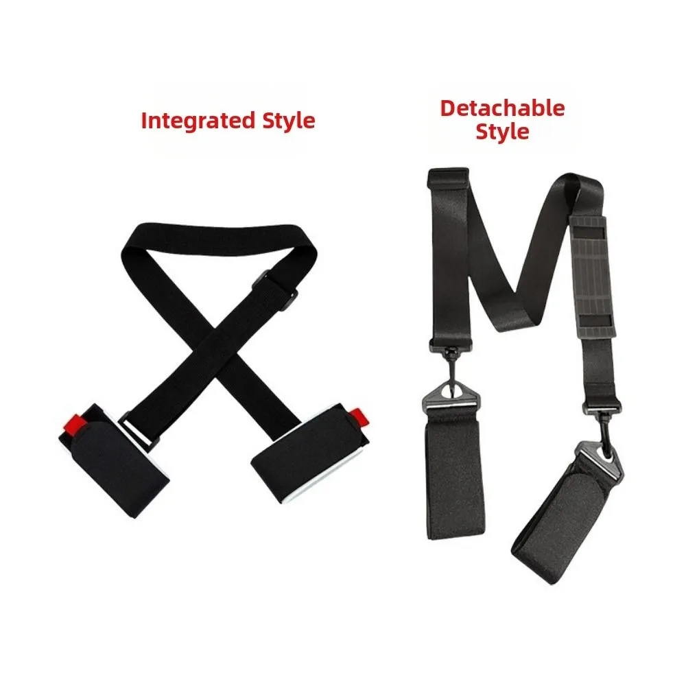Adjustable Snowboard Carry Strap Hand-held Design Fixed Strap Ski Carrier Strap Plastic Buckle Black Ski Shoulder Strap