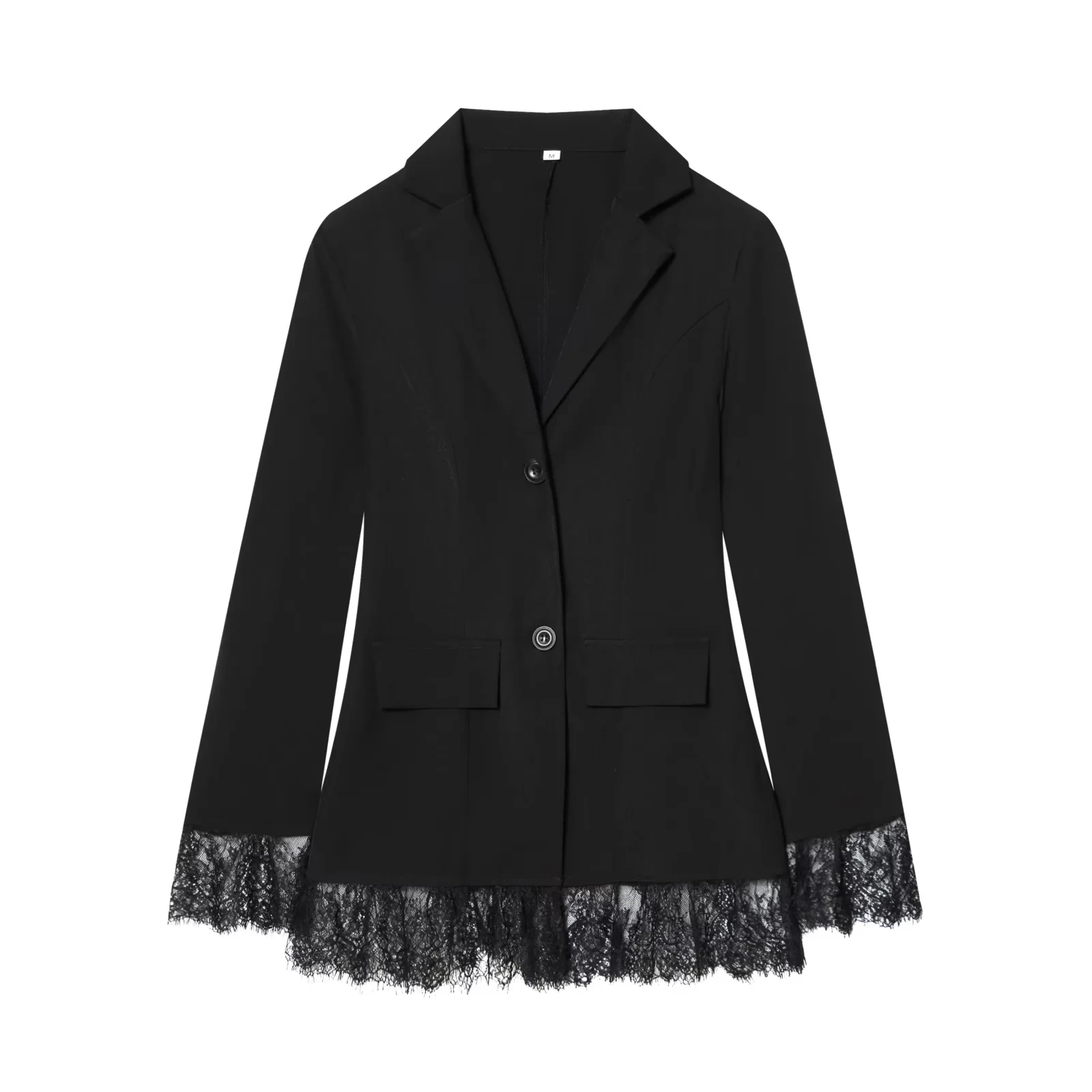 Costume d'affaires pour femmes Jaet hiver nouveau Sle Long Sve coupe ajustée dentelle épissage taille cintrée trajet Sle bouton unique