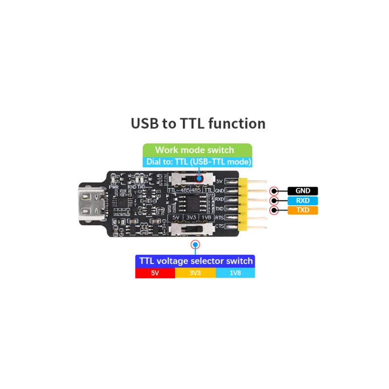 ALIENTEK TYPE-C USB to 485 Serial Port USB to TLL Serial Port TLL to 485 Serial Port Module Converter MO340P 1.8V 3.3V 5V