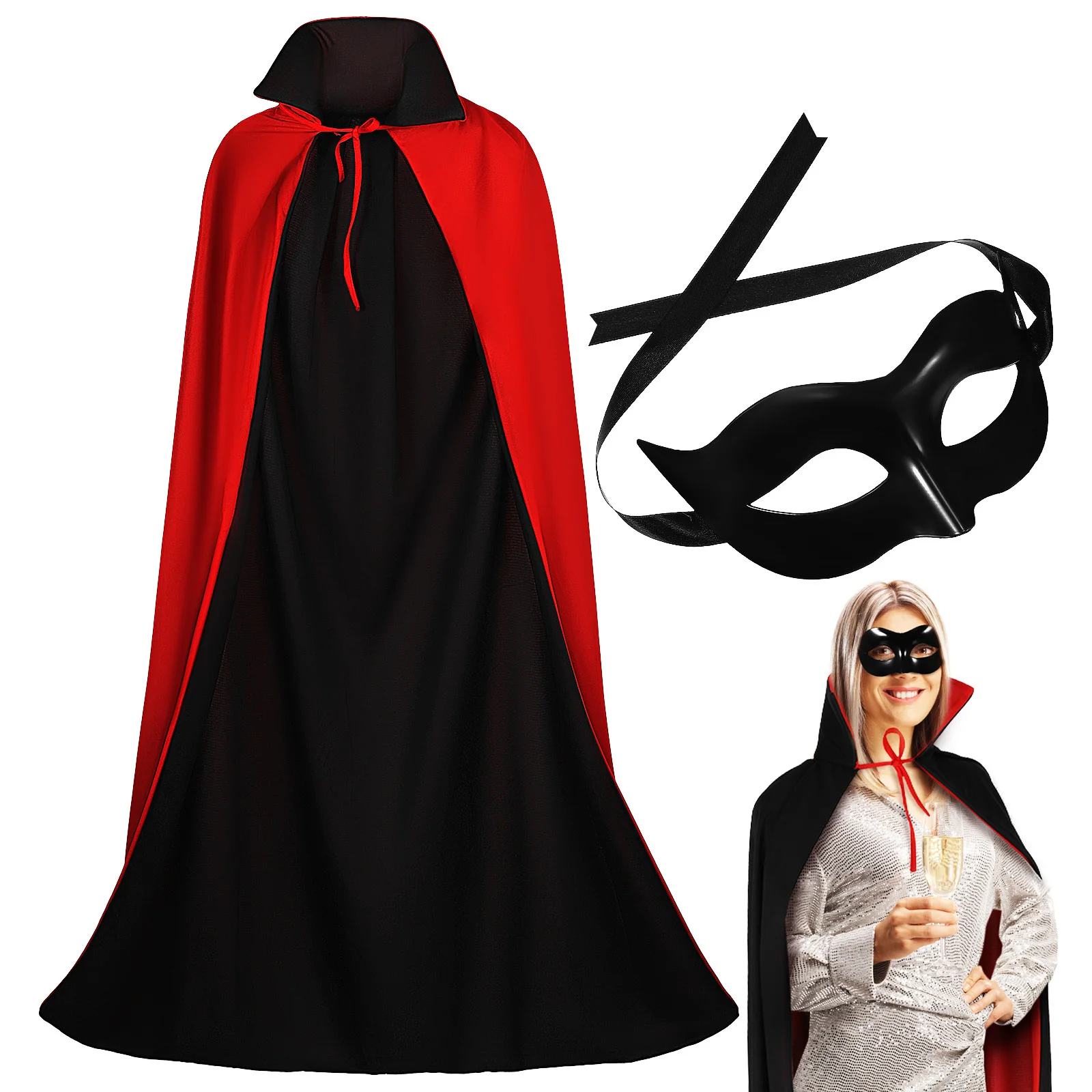 

1Set Halloween Party Cloak and Mask Prop Unique Masquerade Costume Decoration Cosplay Set for Adults Halloween Cloak