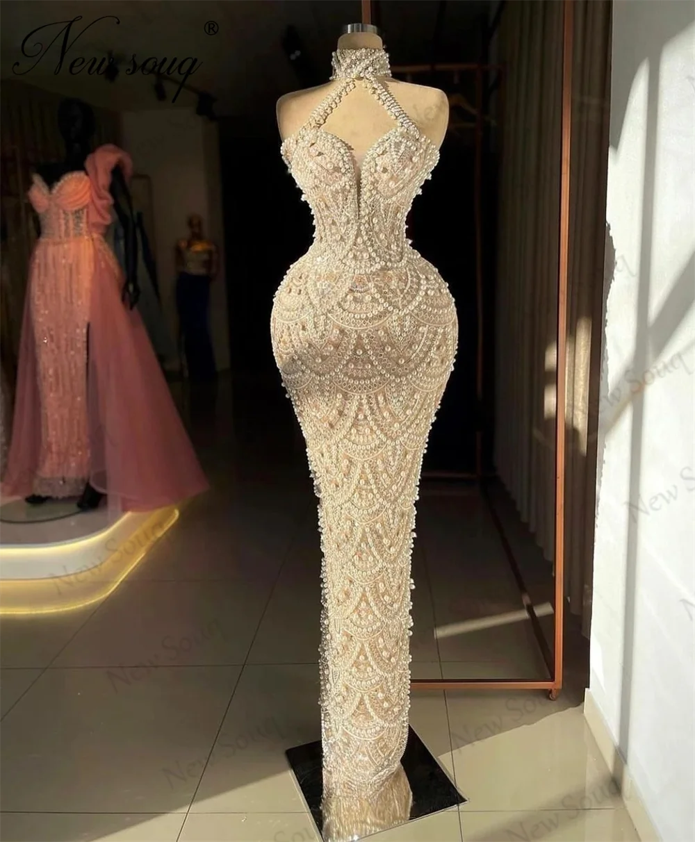 

Abendkleider Pearls Celebrity Dresses Dubai Coutures Mermaid Beaded Evening Dress Robes De Soiree Party Opening Ceremony Dresses