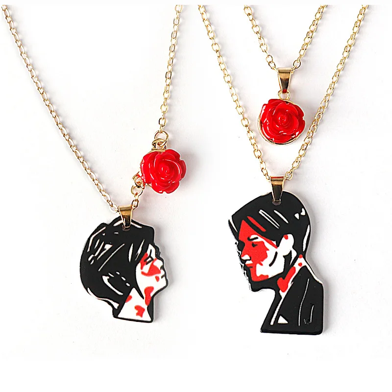 Cartoon Figure Necklace for Unisex Rock Band My Chemical Romance  Three Cheers Rose Cosplay Necklace Accessories Props