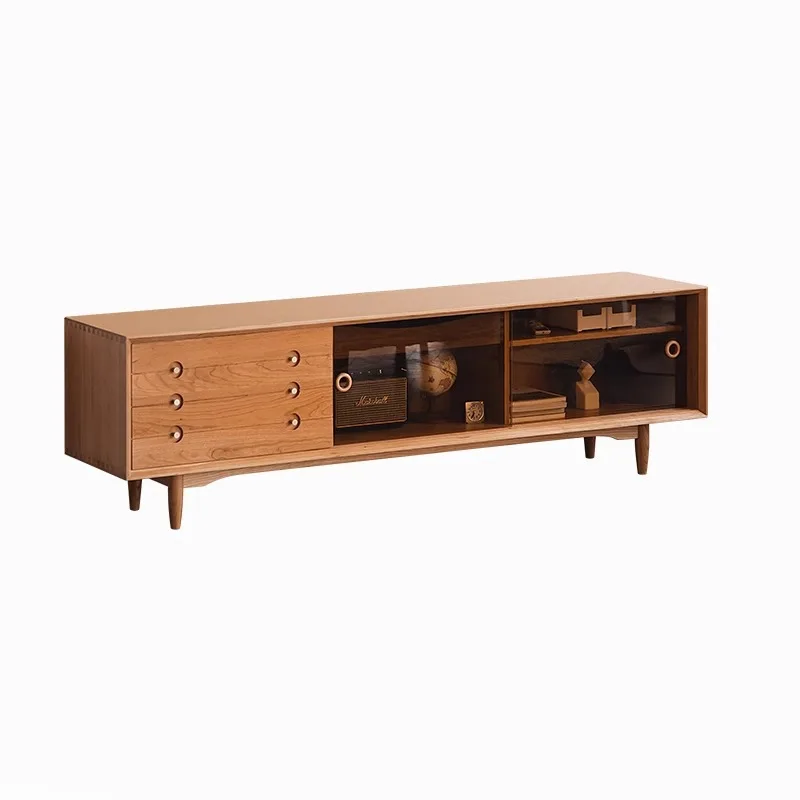 Living room solid wood cabinet combination C-position TV cabinet Nordic Japanese cherry wood modern simple small apartment