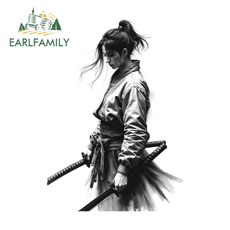 

EARLFAMILY Samurai Female Graffiti Car Stickers Creative Windows Bumper Surfboard Scratch-Proof Decals Fashionable Decoration