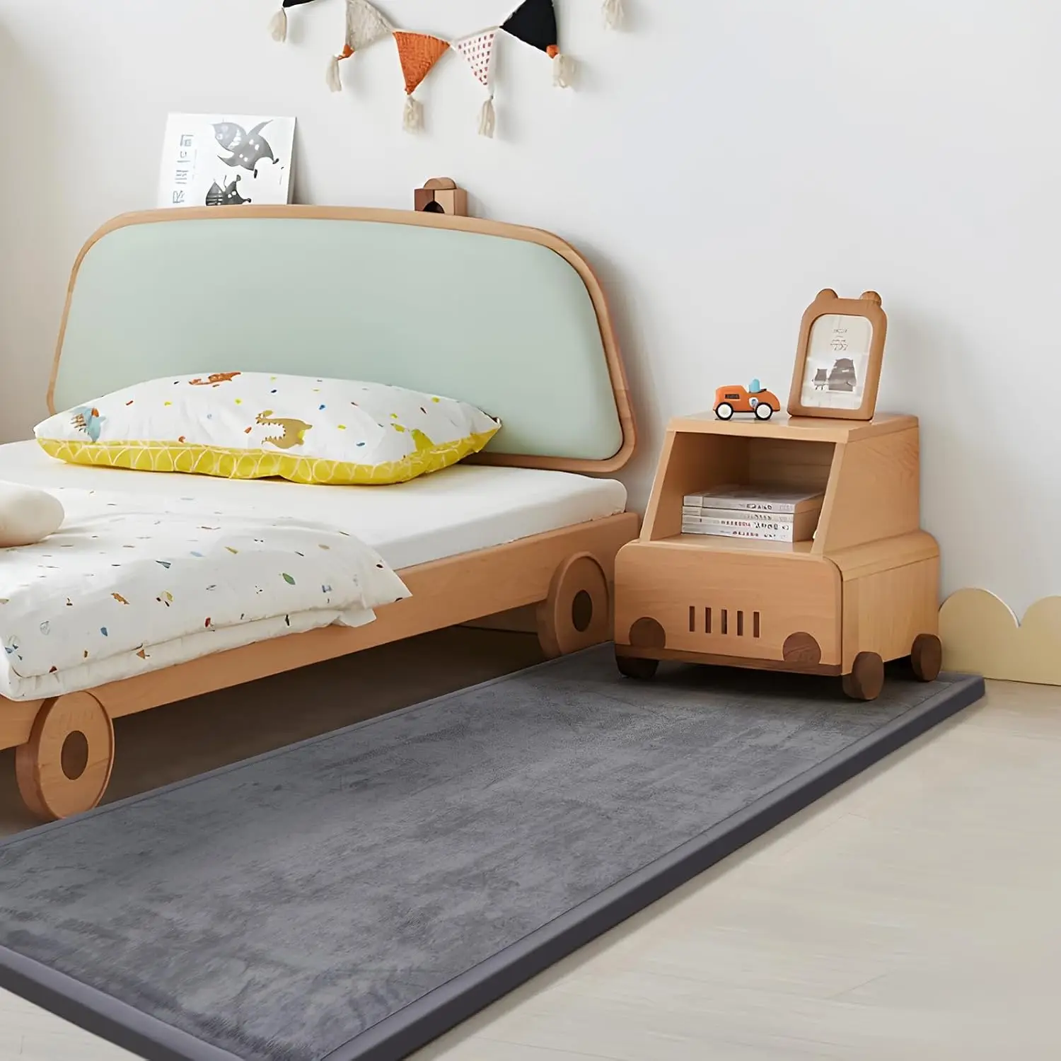 

1.3" Thick Play Mat for Babies, 28x72 Anti-Fall Cushion, Water-Repellent Soft Velvet, Non-Slip Dark Grey
