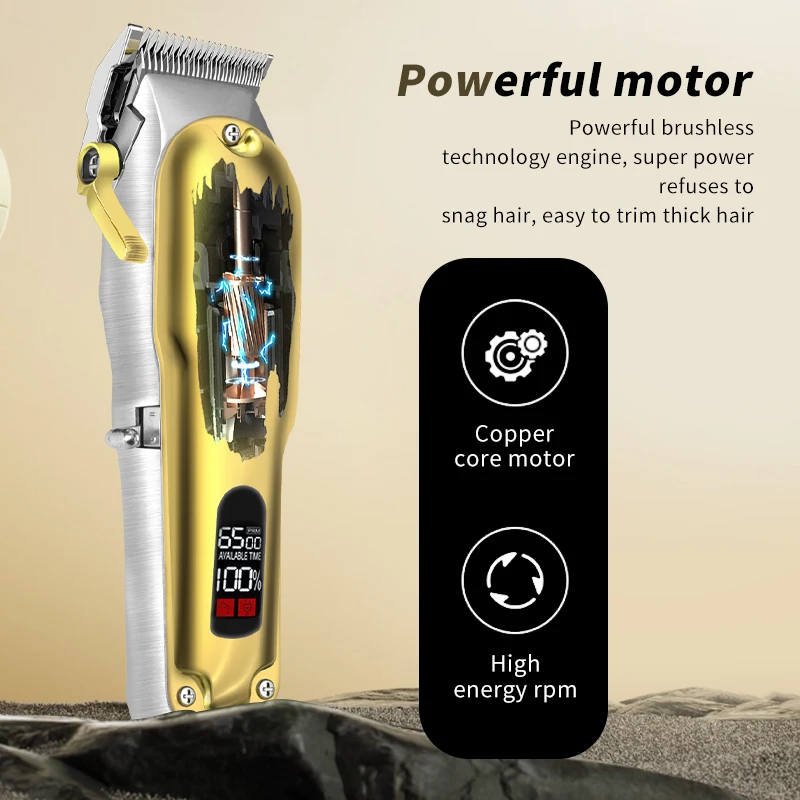 WAIKIL-ماكينة حلاقة الشعر المهنية ، شاشة عرض LCD ، ماكينة قص الشعر الكهربائية اللاسلكية ، جميع المعادن ، عالية الجودة ، الأكثر مبيعًا