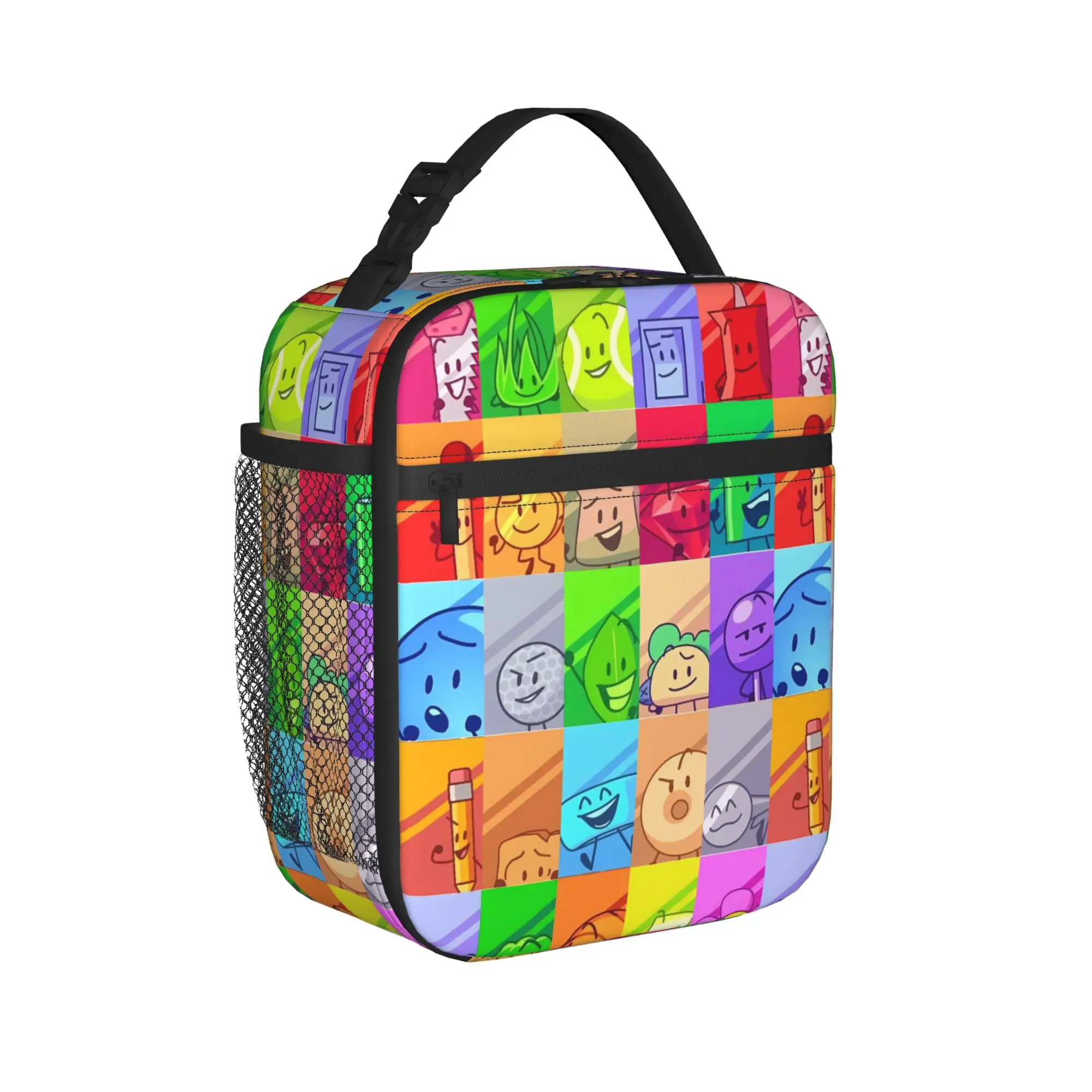 BFDI All Characters Lunch Bag For Girl Boy  Print Outdoor Picnic Lunch Box Leisure Portable Zipper Oxford Cooler Bag