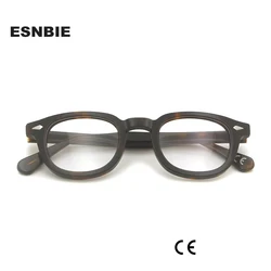 Men'S Vintage Round Optical Frame Brand Design Korea Eyeglasses For Men Women Acetate Eyewears Small Medium Gafas Miopia Hombre