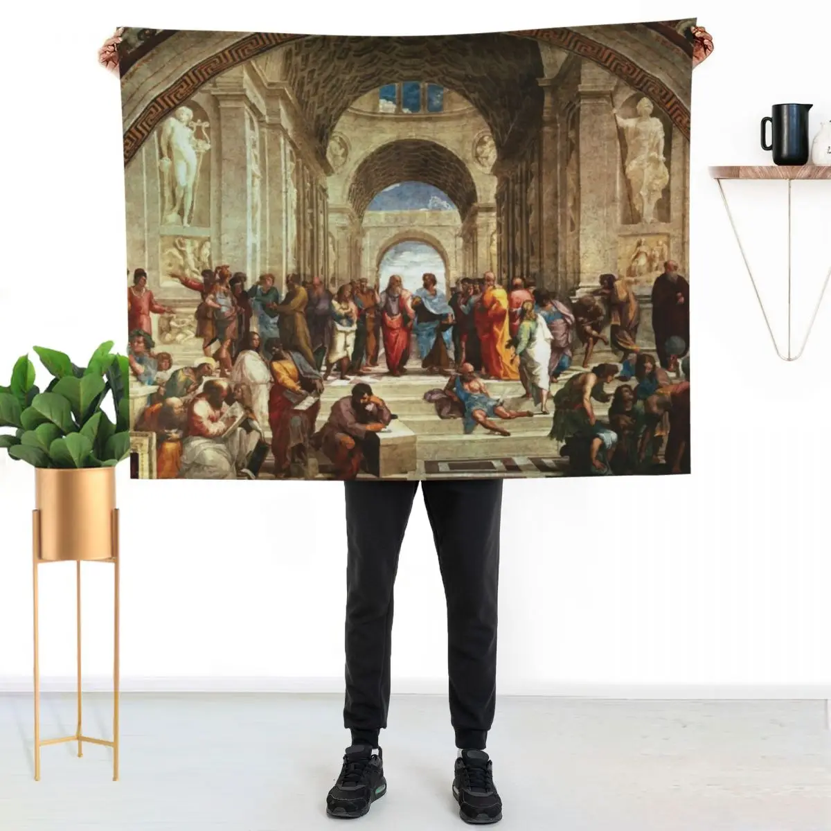 Raphael | School of Athens Throw Blanket Giant Sofa Multi-Purpose Bed linens Quilt Sofa Throw Camping Blankets