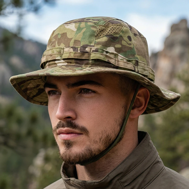 2026 Neue Tarnmütze für Taktik-Enthusiasten mit quadratischer Tasche, Outdoor-Bucket-Hut, Benny-Hut, Multicam, Angeln, Wandern, Outdoor-Sonnenhut – Detail 2