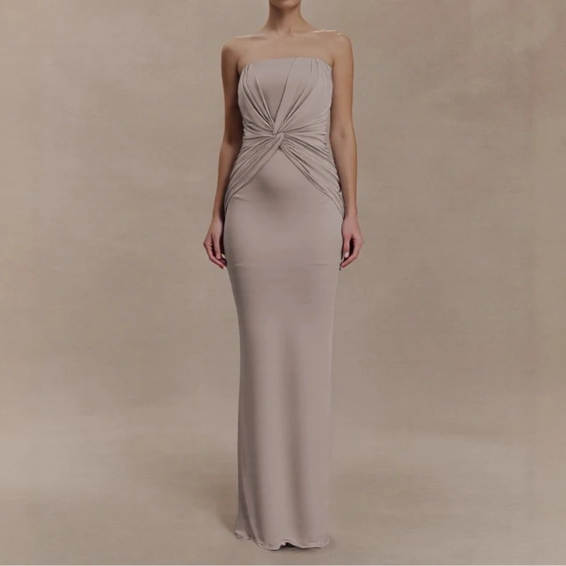 

Gentle Tube Top Fishtail Waist Kink Slim Fit Women's Long Evening Dress Dress