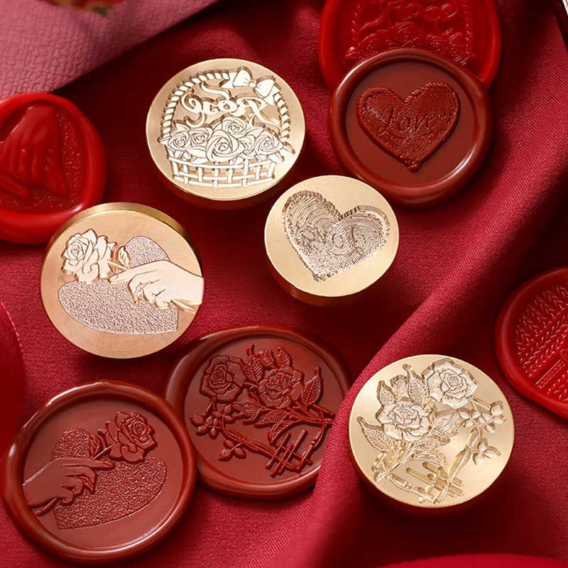 

Lifetime Love Wax Stamp Valentine's Day Rose Fire Paint Seal European Couple Seal Copper Head Embossed Wax Seal