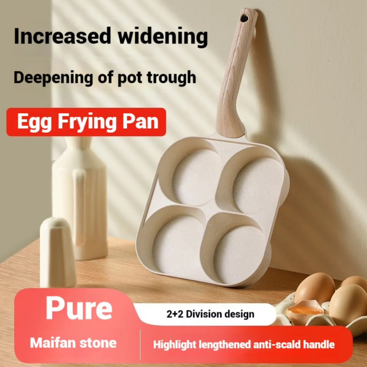 

Egg Frying Pan, 4-Cup Nonstick Omelet Pan, Hamburger Pan Lightweight and Easy to Clean Frying Pan for Breakdast and Pancake