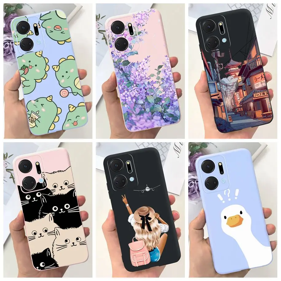 For Honor X7a Case RKY-LX1 RKY-LX2 RKY-LX3 Cover Cute Duck Dinosaur Soft Funda For Honor X7 X7b Bumper on HonorX7b HonorX7a Para