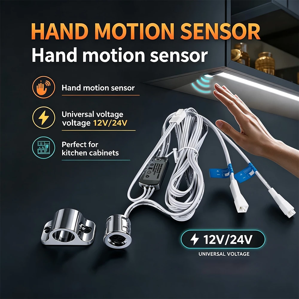 DC12‑24V 60W Cabinet LED Sensor Switch Hand Sweep Touch PIR Motion Sensor Wardrobe Closet Light Control Switch