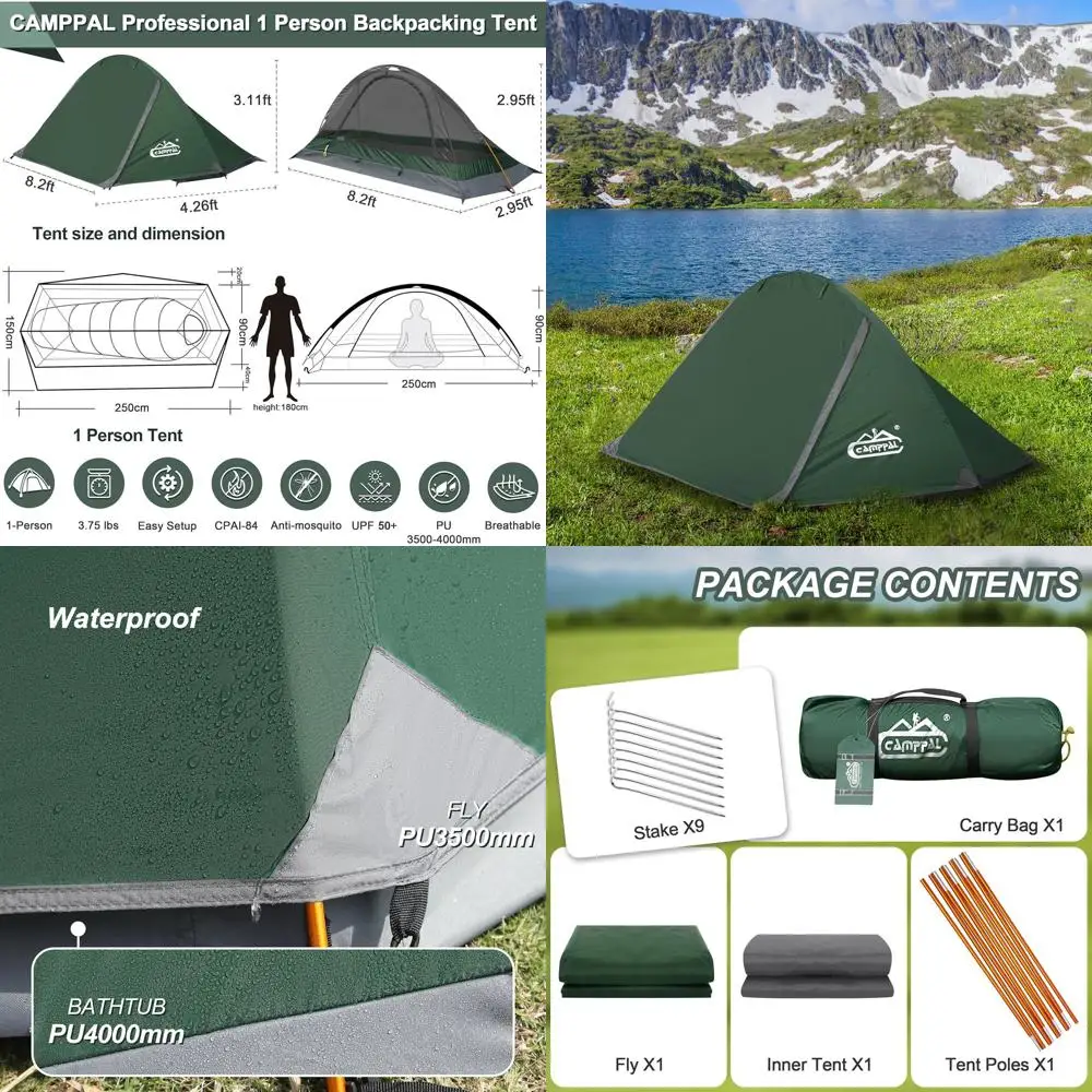 

All-Season 1-Person Camping Tent: Windproof, Waterproof, and Rainproof for Hiking, Mountaineering, and Hunting