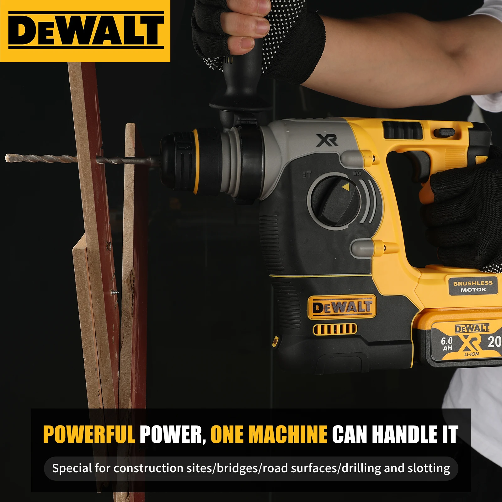 

Бесщеточный перфоратор DEWALT DCH273, 20В, аккумулятор 6.0Ач, энергия удара 2.1 Дж, 360° ° Удобная рукоятка – эффективна для сверления бетона, кирпича и камня.