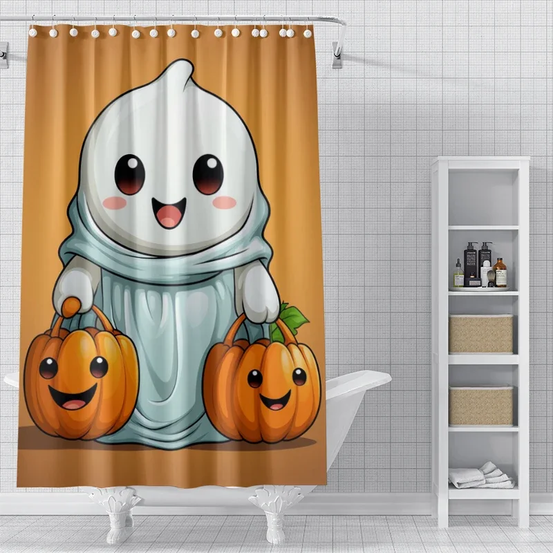 Home decoration shower curtains bathroom waterproof curtain fabric Modern Nordic Living Room happy Halloween Autumn Pumpkin