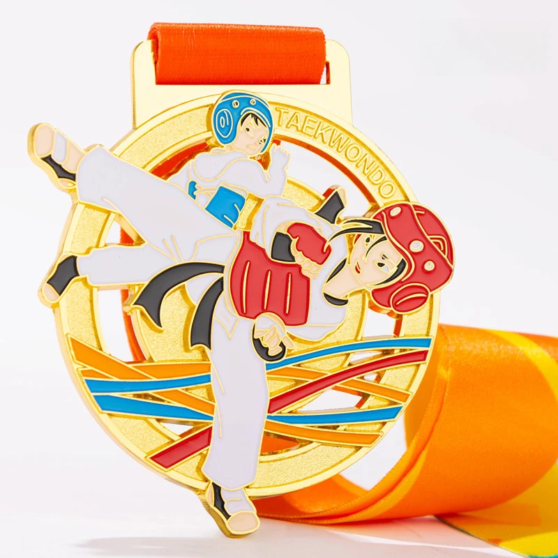 Taekwondo Competition Medals For Children, Metal Martial Arts Team Uniforms, Kickboxing Gold Medal, Commemorative Item