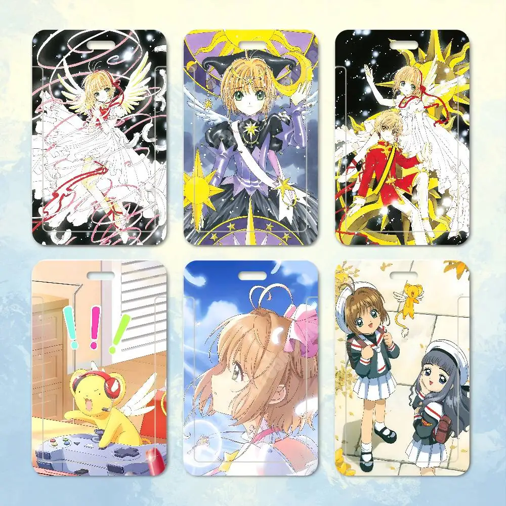 S-Sakura Kinomoto C-Cardcaptor Anime Plastic Card Holder Student ID Card Clear Transparent Business Office Supplies
