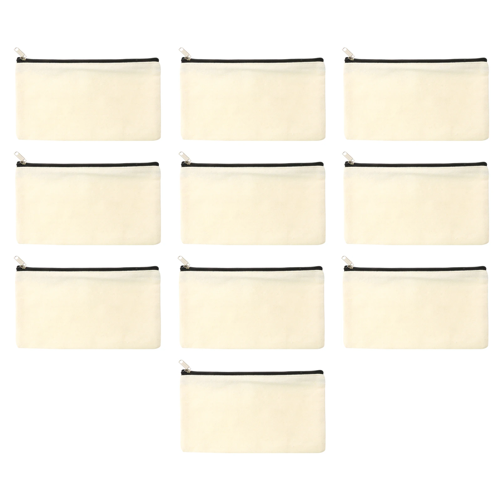 

10 Pencil Storage Bags Canvas Pen Pouches School Supplies Zipper Makeup Case Travel Bath Office Use Eco Friendly