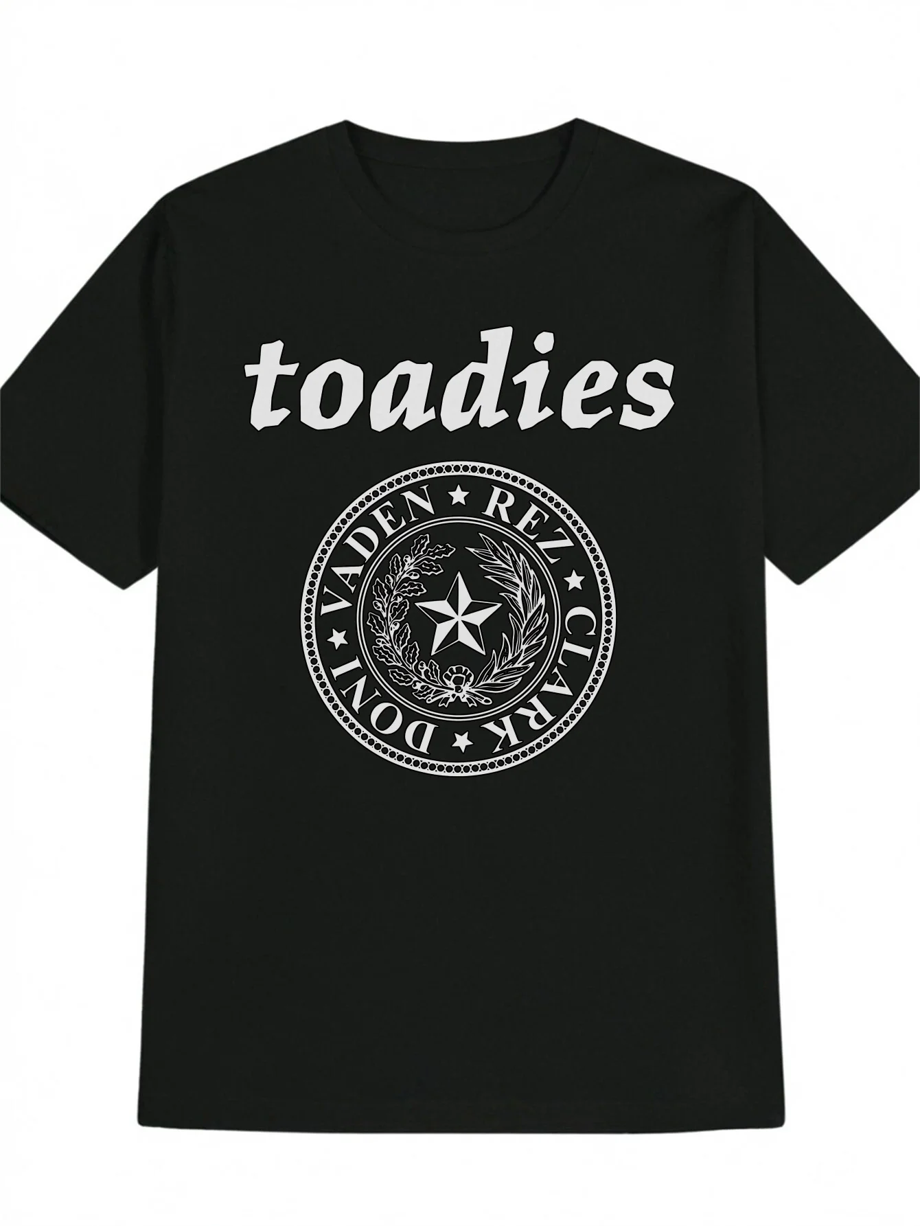 Men's Casual Versatile Crew Neck T-Shirt, Toadies Round Badge Printed Men's Top, Men's Gift