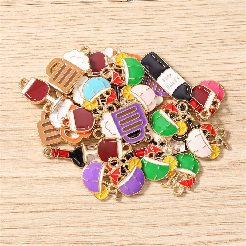 10 Stück Niedliche Emaille-Trinkbecher für Bier und Wein ﻿ Charms-Anhänger für die Herstellung von Tropfenohrringen, Halsketten, Armbändern, DIY-Bastelarbeiten, Schmuckzubehör – Detail 3