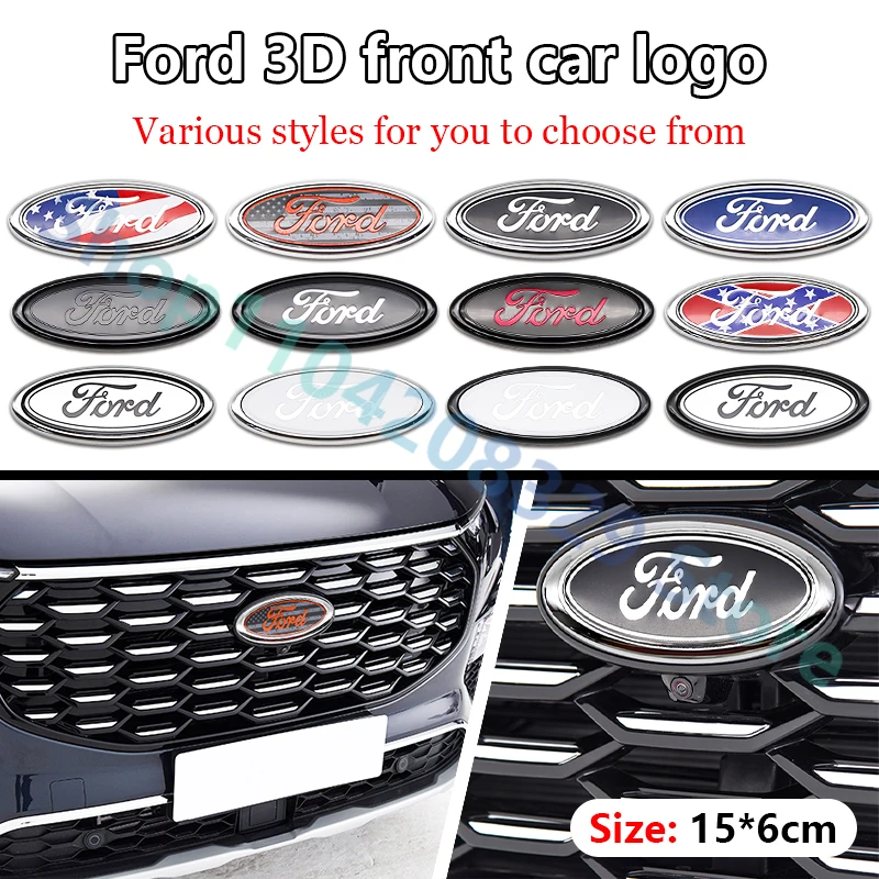 15x6cm Car Front Hood Badge Suitable for Ford Fiesta Series Focus Mondeo Explorer Fusion Transit Edge Trunk Sticker Accessories