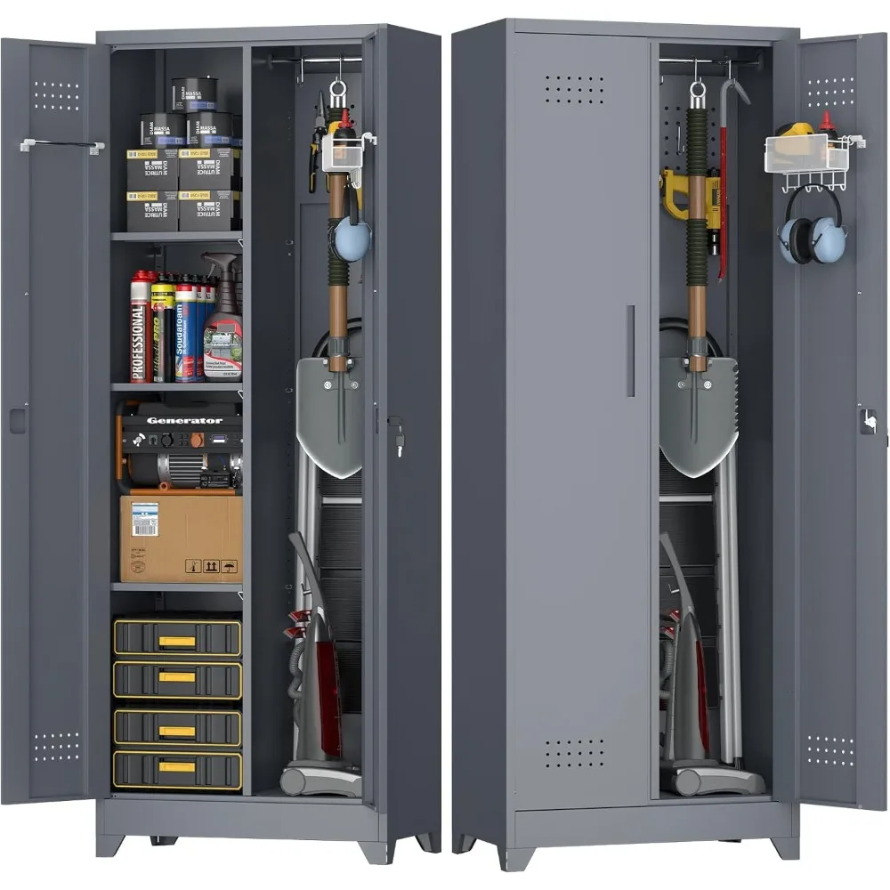 Storage Cabinet Heavy Duty, 65 Laundry Room Cabinets, Tool Box for Utility Room, Locking Cabinet with Door
