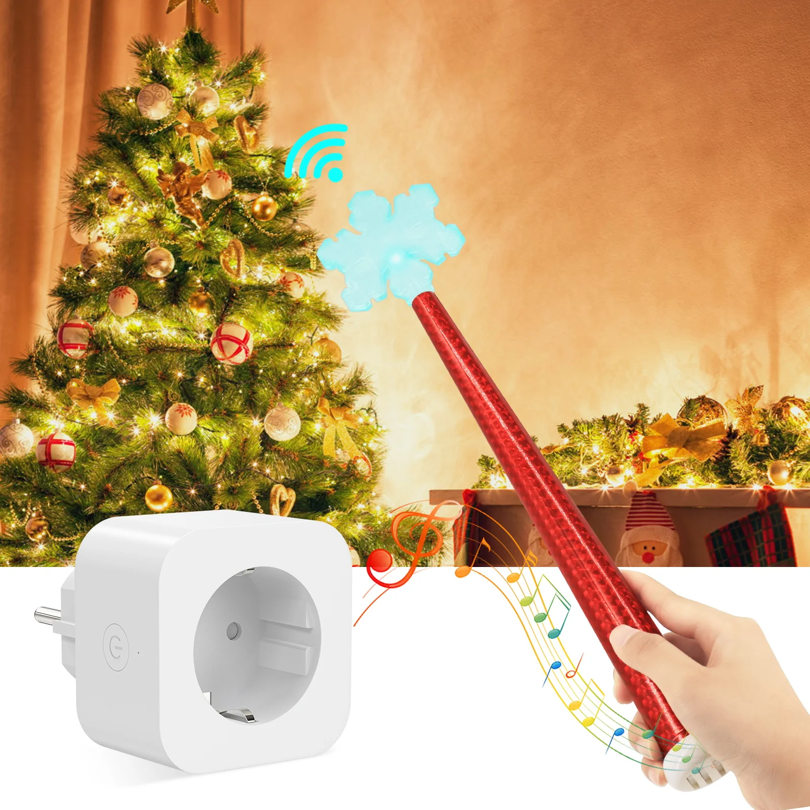 Christmas Tree LED Magic Stick Light Wand Wireless Remote Control Socket Switch Kit Control Music for Kids Toy Christmas Gift